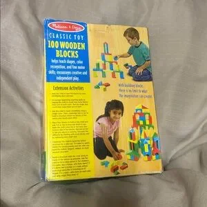 Melissa & Doug | Toys | Melissa Doug 0 Wooden Blocks Set Red Blue ...